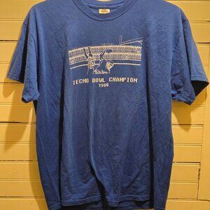 Tecmo Bowl Champ 88' Fruit of the Loom Shirt Mens XL Blue Short Sleeve Crew Neck